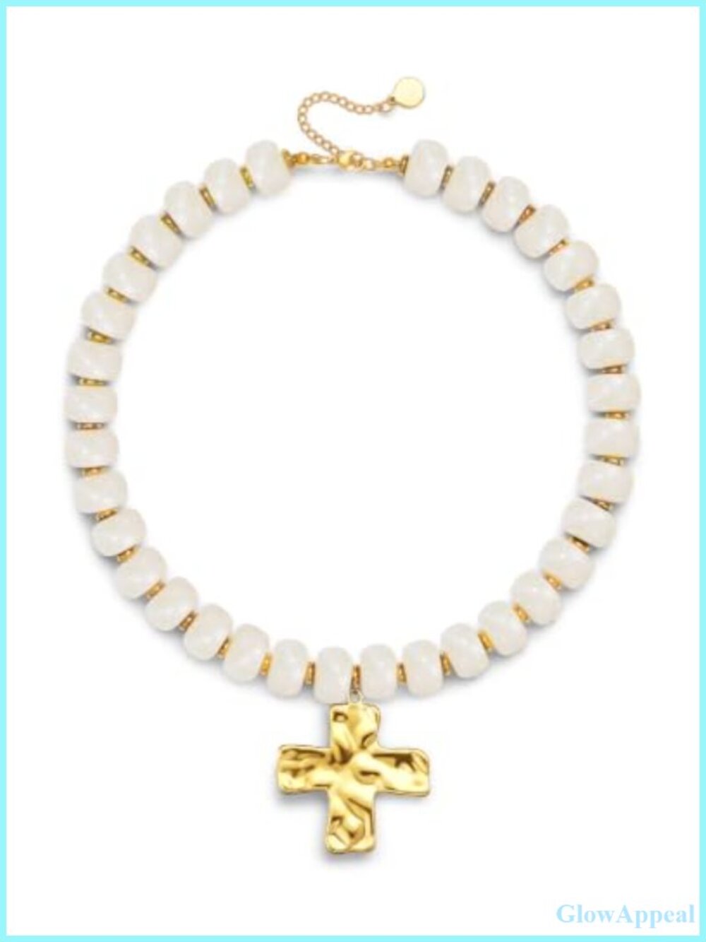 Chunky Resin Beaded Cross Necklace Statement Summer Jewelry for Women